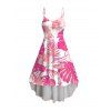 Robe de vacances imprimée de fleurs et de feuilles, robe midi asymétrique - Rose XXL | US 14