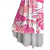 Robe de vacances imprimée de fleurs et de feuilles, robe midi asymétrique - Rose XXL | US 14