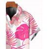 Chemise de vacances pour homme, imprimé floral et feuilles, à boutons - Rose 5XL