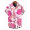 Chemise de vacances pour homme, imprimé floral et feuilles, à boutons - Rose 5XL