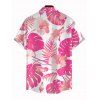 Chemise de vacances pour homme, imprimé floral et feuilles, à boutons - Rose 5XL
