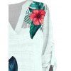 Chemise de vacances à manches retroussées, imprimé floral et feuilles colorées - Vert clair XXL | US 14