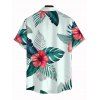 Chemise de vacances pour homme, imprimé floral et feuilles, à boutons - Vert clair 5XL