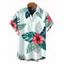 Chemise de vacances pour homme, imprimé floral et feuilles, à boutons - Vert clair 5XL
