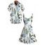 Vacation Couple Outfit Lavender Floral Leaf Print and Shirt Set - Blanc S | US 4