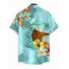 Vacation Couple Outfit Colored Floral Coconut Leaf Print Ruched Dress and Shirt Set - Vert clair S | US 4
