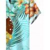 Vacation Couple Outfit Colored Floral Coconut Leaf Print Ruched Dress and Shirt Set - Vert clair S | US 4