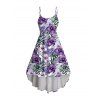 Vacation Couple Outfit Floral Leaf Print High Low Dress and Shirt Set - Violet clair S | US 4