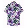 Vacation Couple Outfit Floral Leaf Print High Low Dress and Shirt Set - Violet clair S | US 4