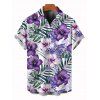 Vacation Couple Outfit Floral Leaf Print High Low Dress and Shirt Set - Violet clair S | US 4