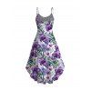 Vacation Couple Outfit Floral Leaf Print High Low Dress and Shirt Set - Violet clair S | US 4