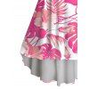 Vacation Couple Outfit Allover Floral Leaf Print High Low Midi Dress and Shirt Set - Rose S | US 4