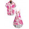 Vacation Couple Outfit Allover Floral Leaf Print High Low Midi Dress and Shirt Set - Rose S | US 4