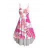 Vacation Couple Outfit Allover Floral Leaf Print High Low Midi Dress and Shirt Set - Rose S | US 4