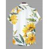Chemise de vacances pour homme, imprimé feuilles de tournesol, boutonnée - Jaune 5XL