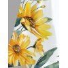 Robe de vacances imprimée de feuilles de tournesol, robe fendue et ajourée - Jaune M | US 6