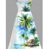 Robe de vacances à imprimé cocotier et fente - Bleu Ciel XXL | US 14