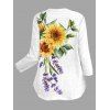Chemise de vacances à manches retroussables, imprimé tournesol et lavande - Blanc M | US 6