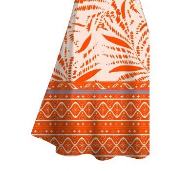 Vacation Dress Coconut Tree Geometric Print Spaghetti Strap Dress