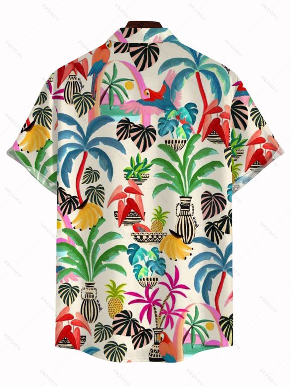 Chemise de vacances pour homme, imprimé cocotier et ananas, à boutons - multicolor A 5XL