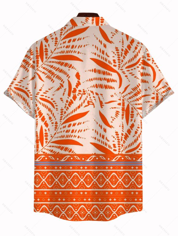 Chemise de vacances pour homme, imprimé géométrique cocotier, boutonnée - Orange 5XL