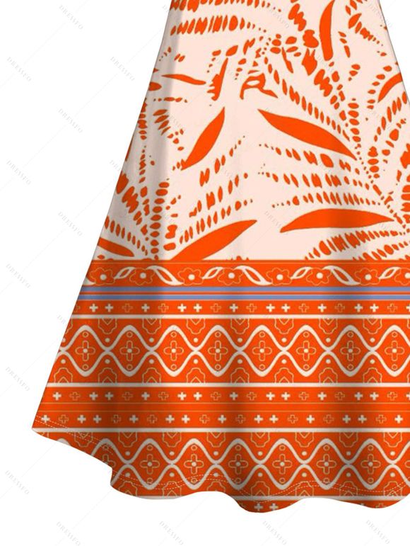 Robe de vacances à imprimé géométrique cocotier et bretelles spaghetti - Orange XXXXXL | US 20