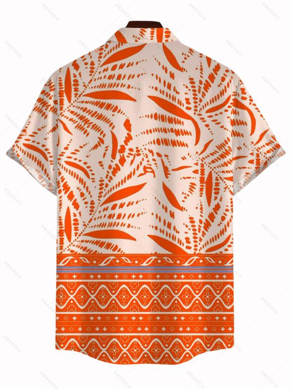 Vacation Couple Outfit Coconut Tree Geometric Print Sleeveless Dress and Shirt Set - Orange S | US 4
