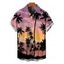 Chemise de vacances pour homme, imprimé cocotier, colorblock, boutonnée - Violet clair 5XL