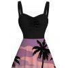 Robe de vacances à imprimé cocotier et buste froncé colorblock - Violet clair XXXXXL | US 20