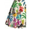 Robe de vacances à imprimé ananas et cocotiers, froncée - multicolor A XXXXXL | US 20