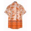 Chemise de vacances pour homme, imprimé géométrique cocotier, boutonnée - Orange 5XL