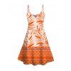 Robe de vacances à imprimé géométrique cocotier et bretelles spaghetti - Orange XXXXXL | US 20