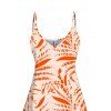 Robe de vacances à imprimé géométrique cocotier et bretelles spaghetti - Orange XXXXXL | US 20