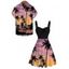 Vacation Couple Outfit Coconut Tree Print Colorblock Ruched Dress and Shirt Set - Grenade rouge S | US 4