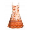 Vacation Couple Outfit Coconut Tree Geometric Print Sleeveless Dress and Shirt Set - Orange S | US 4