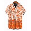 Vacation Couple Outfit Coconut Tree Geometric Print Sleeveless Dress and Shirt Set - Orange S | US 4