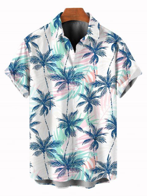Chemise de vacances pour homme, imprimé feuilles de cocotier, boutonnée