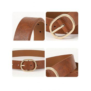 Faux Leather Belt Oval Ring Adjustable Wide Belt