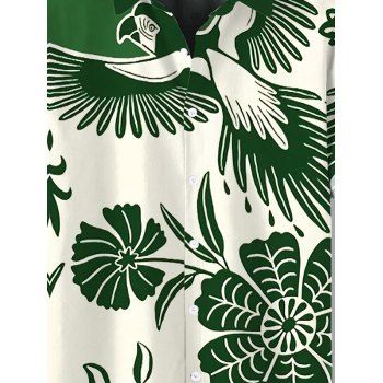 Men's Vacation Shirt Flower Leaf Print Colorblock Button Up Shirt