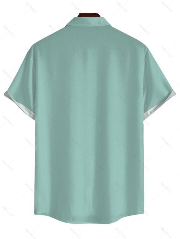 Chemise de vacances pour homme à imprimé crâne, fleurs et feuilles, style paysage, boutonnée - Turquoise 2XL