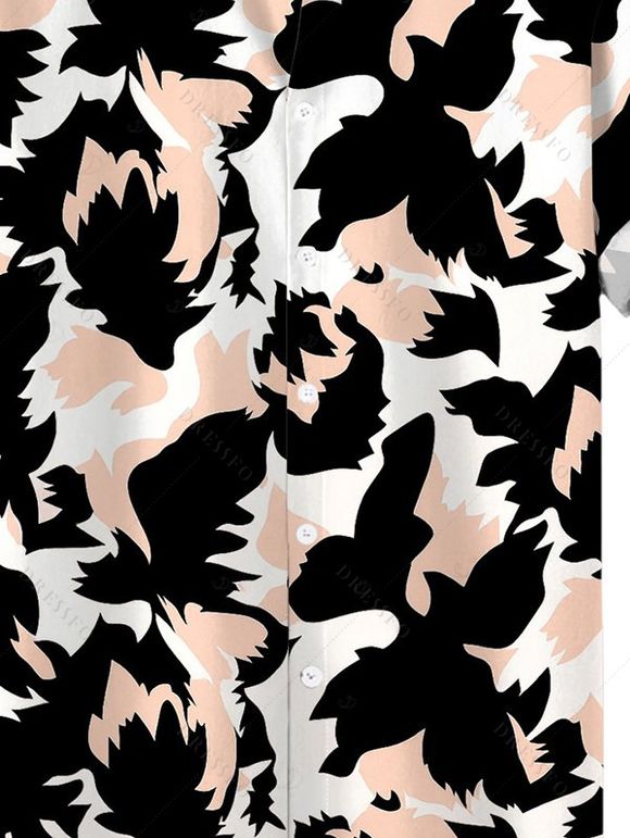 Chemise de vacances pour homme, imprimée colorblock, à boutons - Noir M