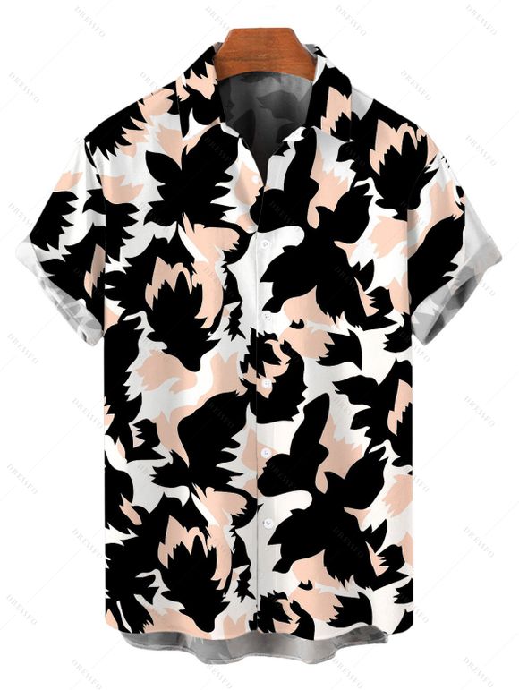 Vacation Couple Outfit Colorblock Printed Crossover Belt Dress and Shirt Set - Noir S | US 4