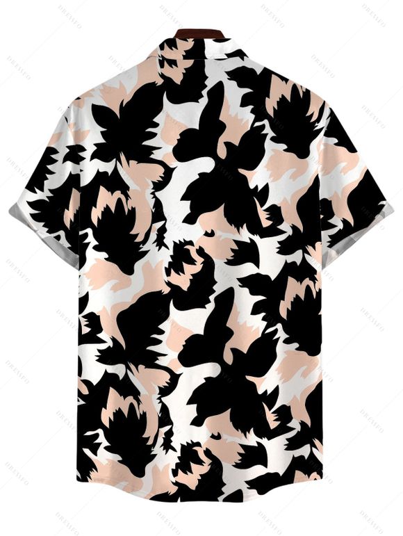 Vacation Couple Outfit Colorblock Printed Crossover Belt Dress and Shirt Set - Noir S | US 4