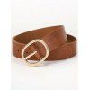 Ceinture en similicuir avec anneau ovale et ceinture large ajustable - Brun 