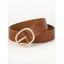 Ceinture en similicuir avec anneau ovale et ceinture large ajustable - Brun 