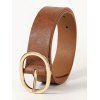 Ceinture en similicuir avec anneau ovale et ceinture large ajustable - Brun 