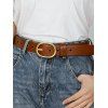 Ceinture en similicuir avec anneau ovale et ceinture large ajustable - Brun 