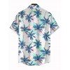 Chemise de vacances pour homme, imprimé feuilles de cocotier, boutonnée - Blanc 5XL