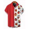 Chemise de vacances pour homme, chemise boutonnée à imprimé cœur contrasté - Rouge L