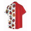 Vacation Couple Outfit Contrast Color Heart Print Ruched Dress and Shirt Set - Rouge S | US 4